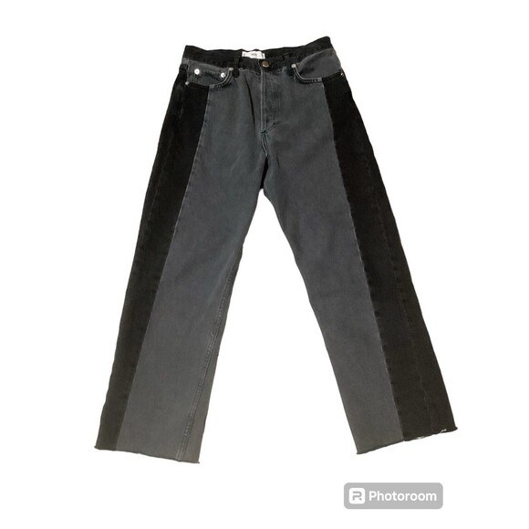 Mango Denim - Mango Black Gray Two Tone High Rise Straight Leg Jeans Size 6